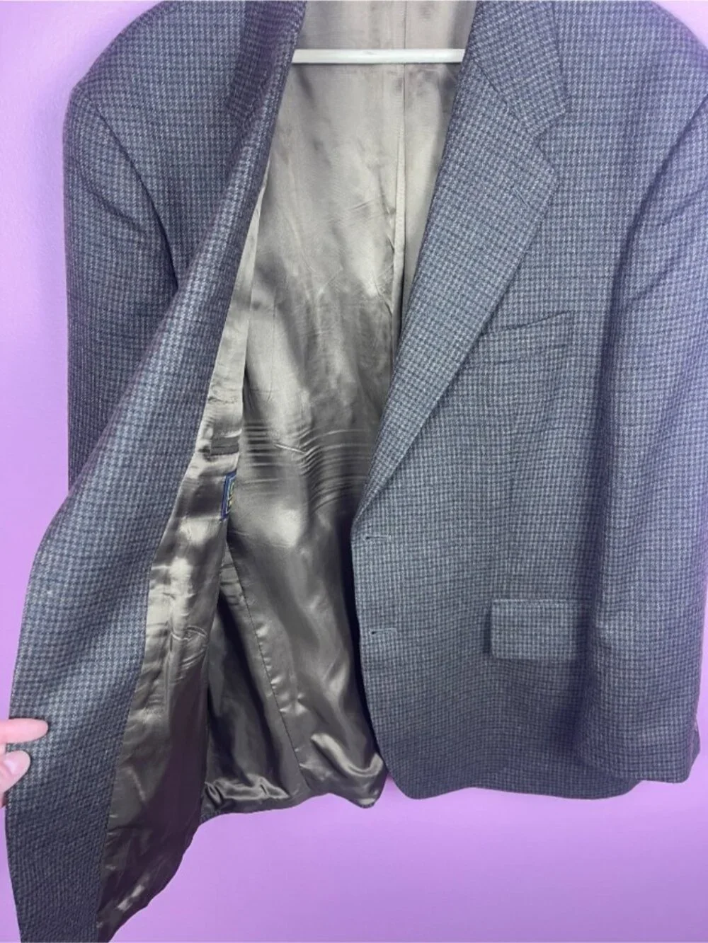 Chaps Ralph Lauren Vintage Houndstooth Tweed Sport Coat Wool Brown Men's 46R